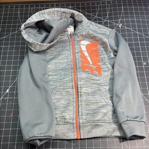 Nike Kids Gray and Orange Zip-Up Hoodie